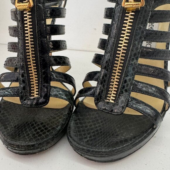 Jimmy Choo Python Elaphe Green Sandals - Picture 4 of 10